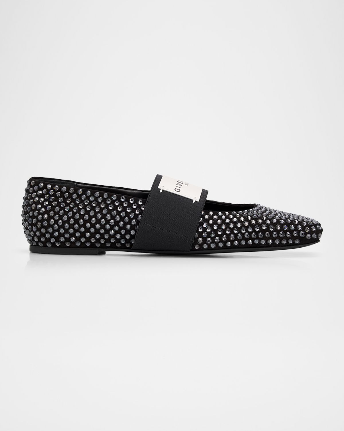 Givenchy Label Embellished Suede Ballerina Flats