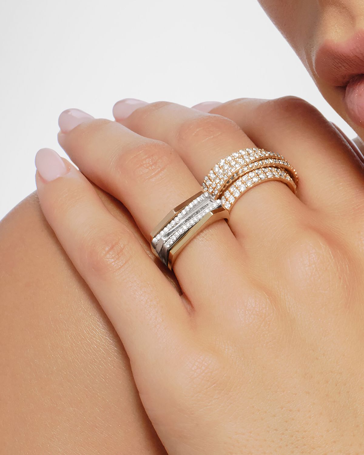 LANA Tri Gold Geometric Diamond Ring