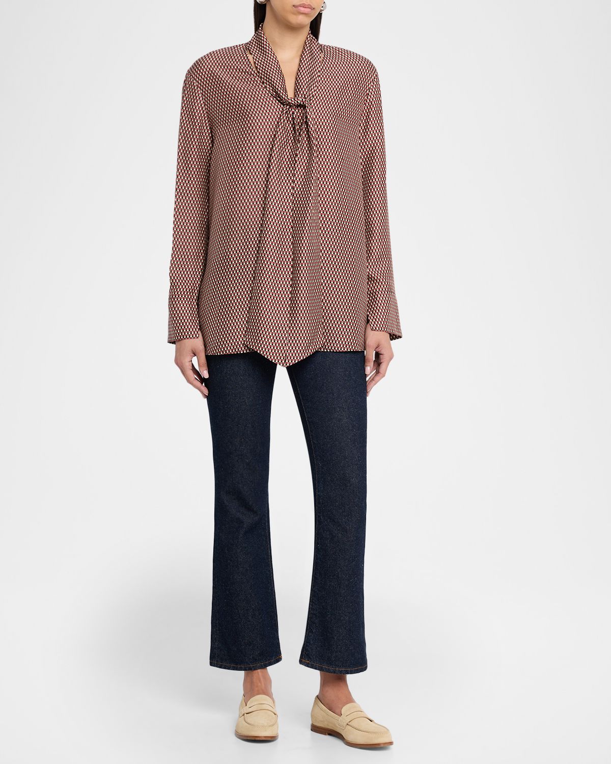Joseph Adele Geometric-Print Tie-Neck Blouse | Thumbnail 5 Joseph Adele Geometric-Print Tie-Neck Blouse | Thumbnail 5