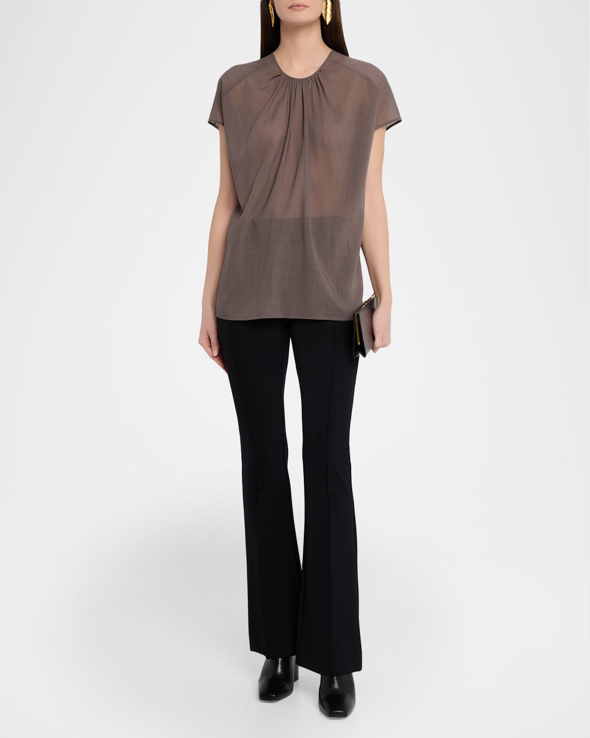 Joseph Broca Raglan-Sleeve Sheer Ruched Blouse | Thumbnail 5 Joseph Broca Raglan-Sleeve Sheer Ruched Blouse | Thumbnail 5