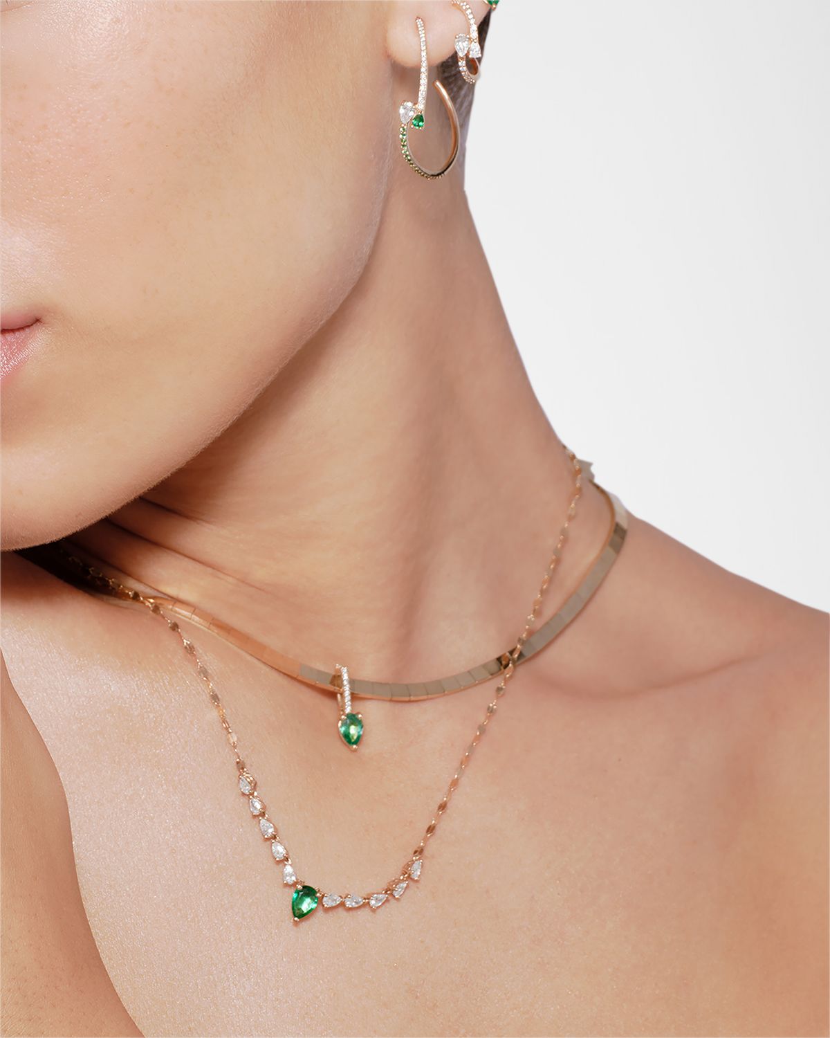 LANA Green Emerald and Pear Diamond Necklace