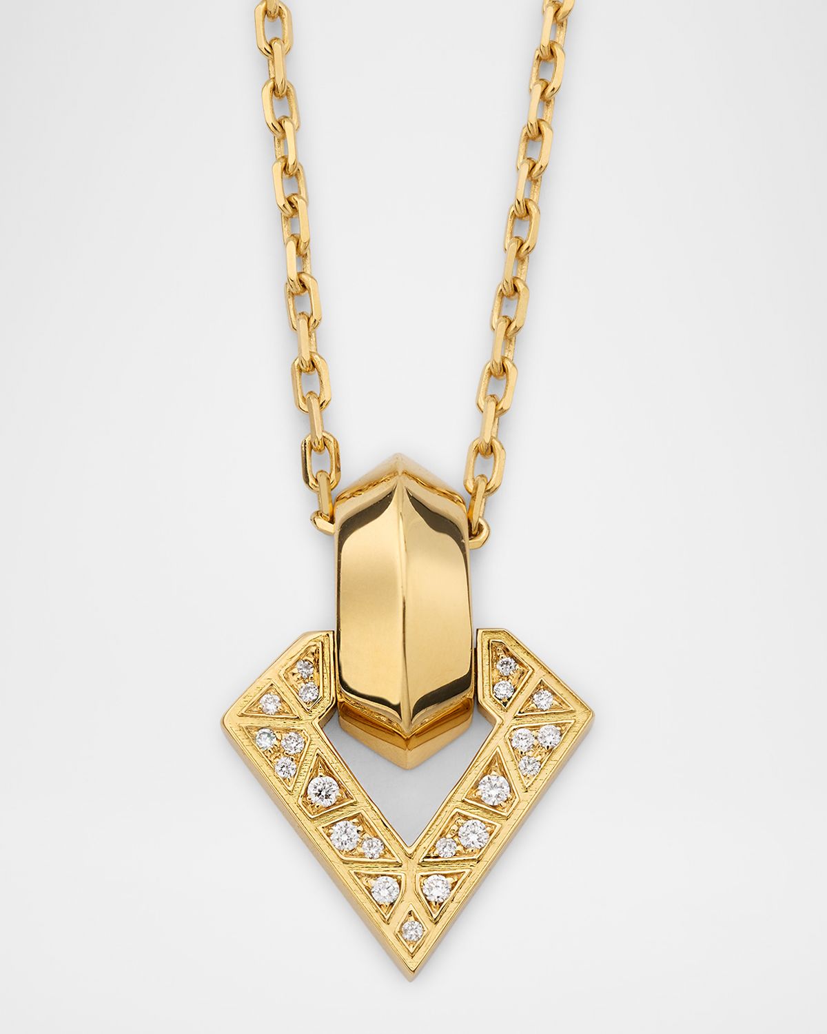 Dries Criel 18K Yellow Gold Diamond Cross Brute Pendant Necklace
