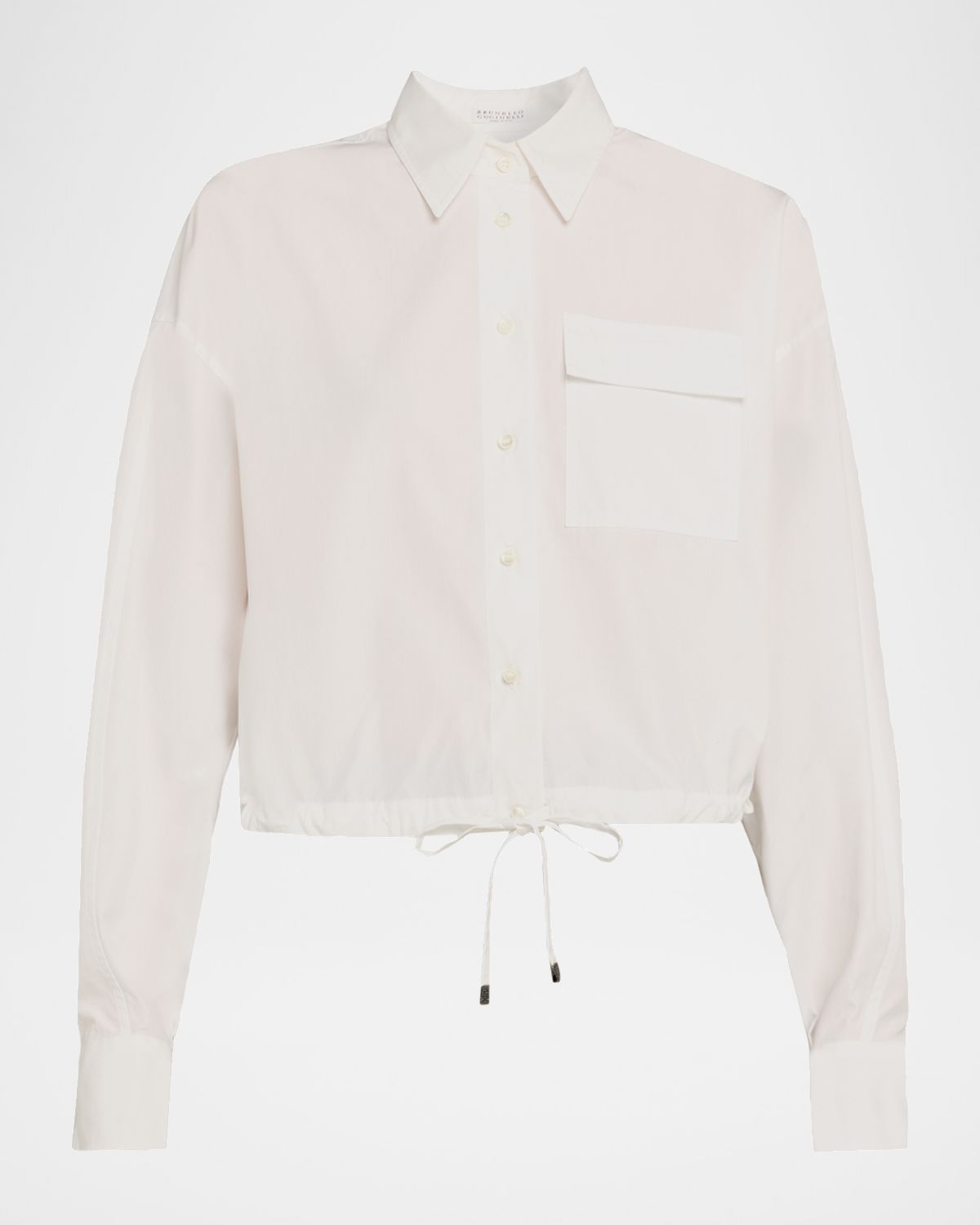Brunello Cucinelli Cotton Poplin Crop Button-Down Blouse