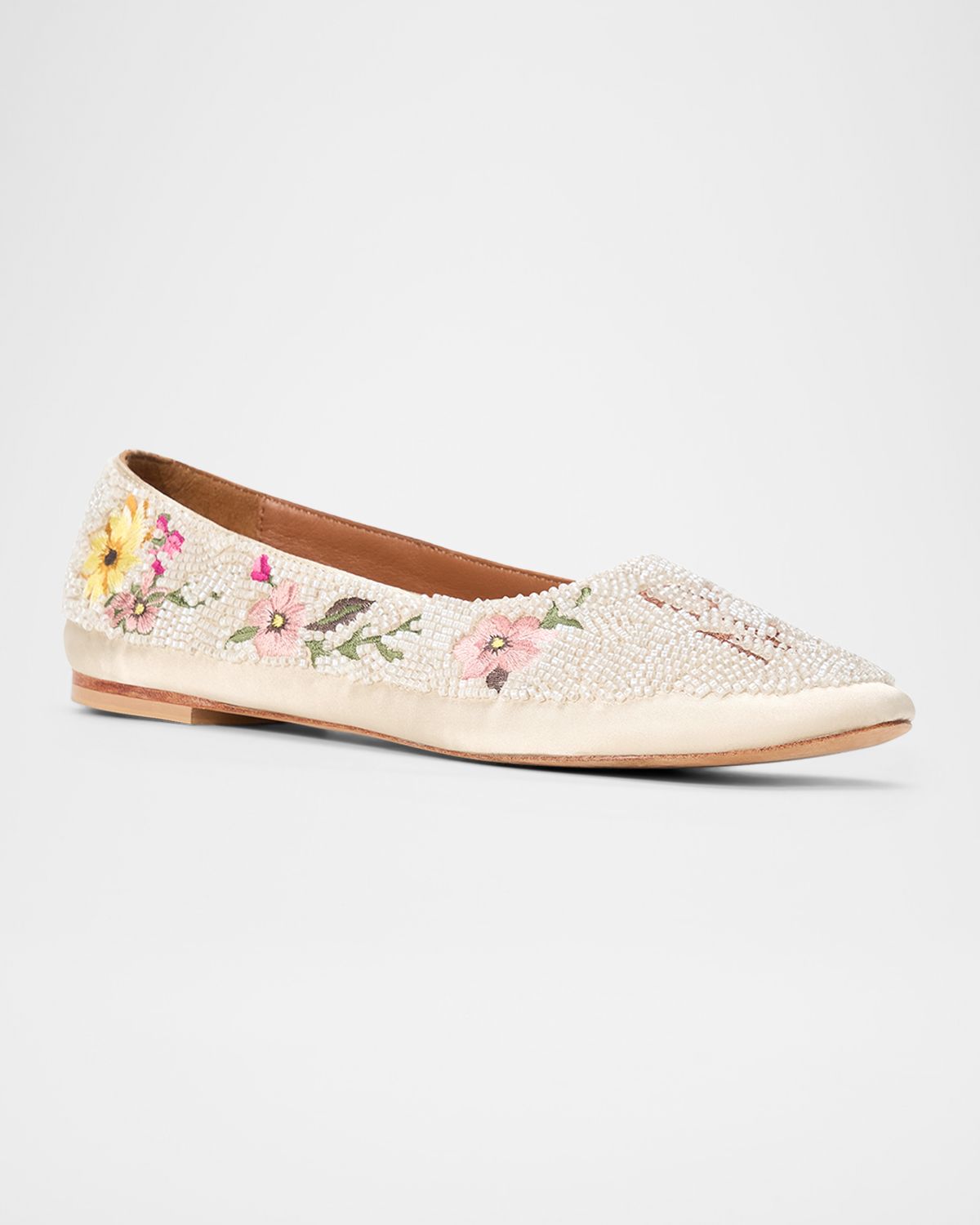 STAUD Alba Embroidered Satin Ballet Flats | Thumbnail 5
