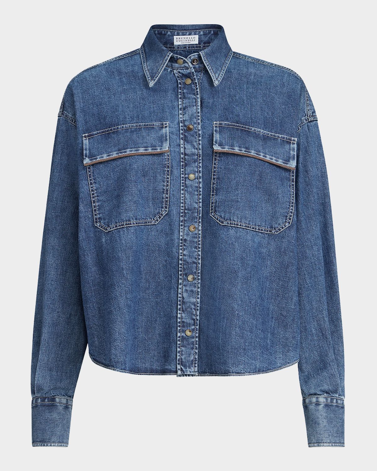 Brunello Cucinelli Super Light Denim Button-Down Shirt