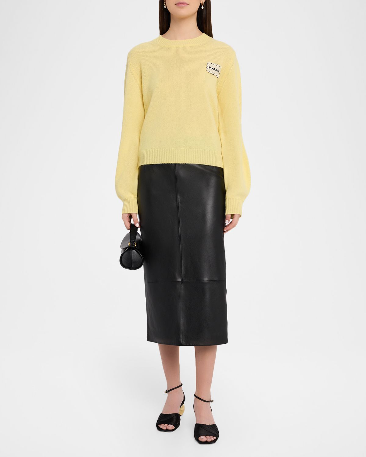 Marni Logo Patch Cashmere Crewneck Sweater
