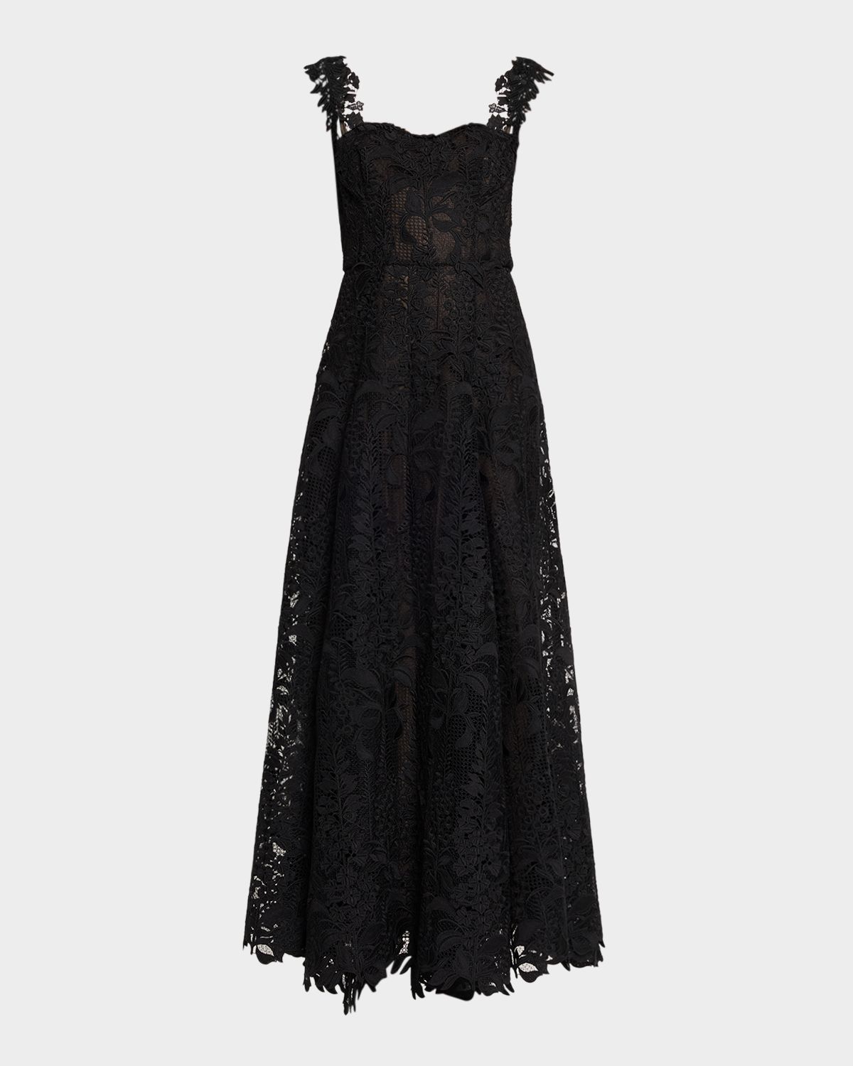Oscar de la Renta Sleeveless Foxglove Lace Sweetheart-Neck Gown | Thumbnail 6 Oscar de la Renta Sleeveless Foxglove Lace Sweetheart-Neck Gown | Thumbnail 6