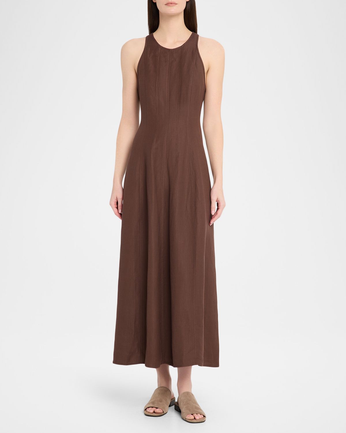 Brunello Cucinelli Paneled Fluid Linen Twill Sleeveless Midi Dress | Thumbnail 5 Brunello Cucinelli Paneled Fluid Linen Twill Sleeveless Midi Dress | Thumbnail 5