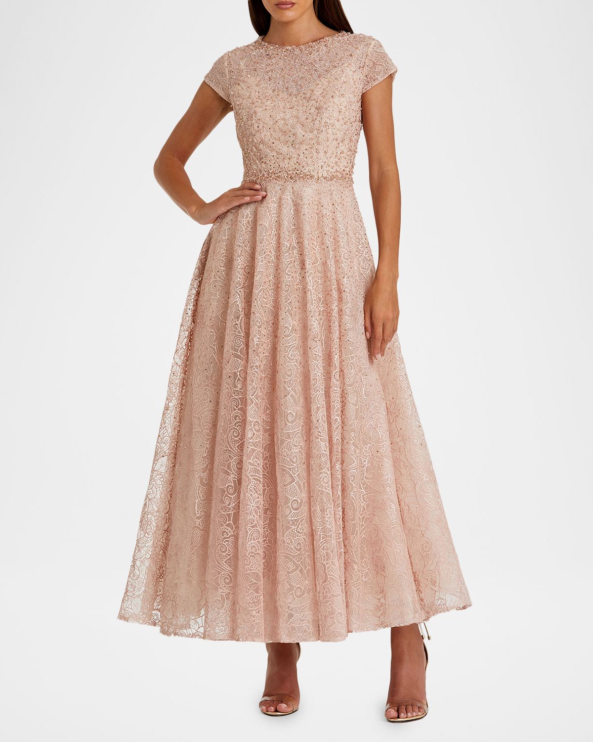 Mac Duggal Embellished A-Line Tea Length Dress