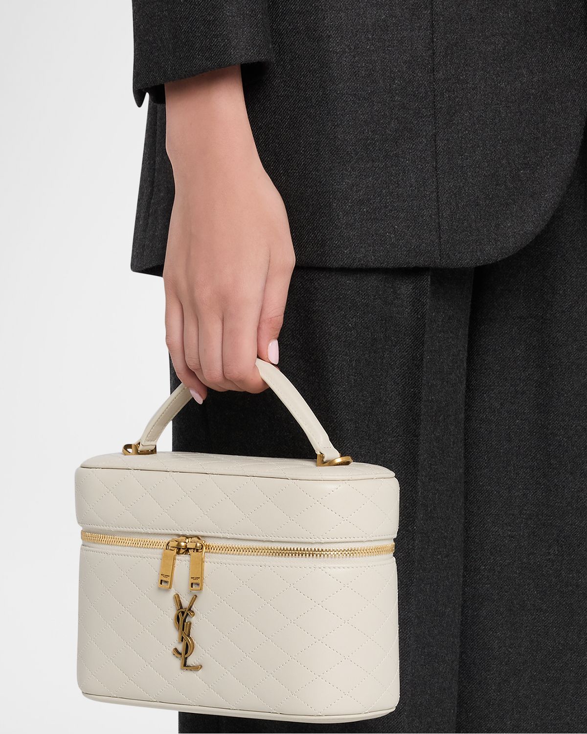 Saint Laurent Gaby Large YSL Vanity Bag in Quilted Leather