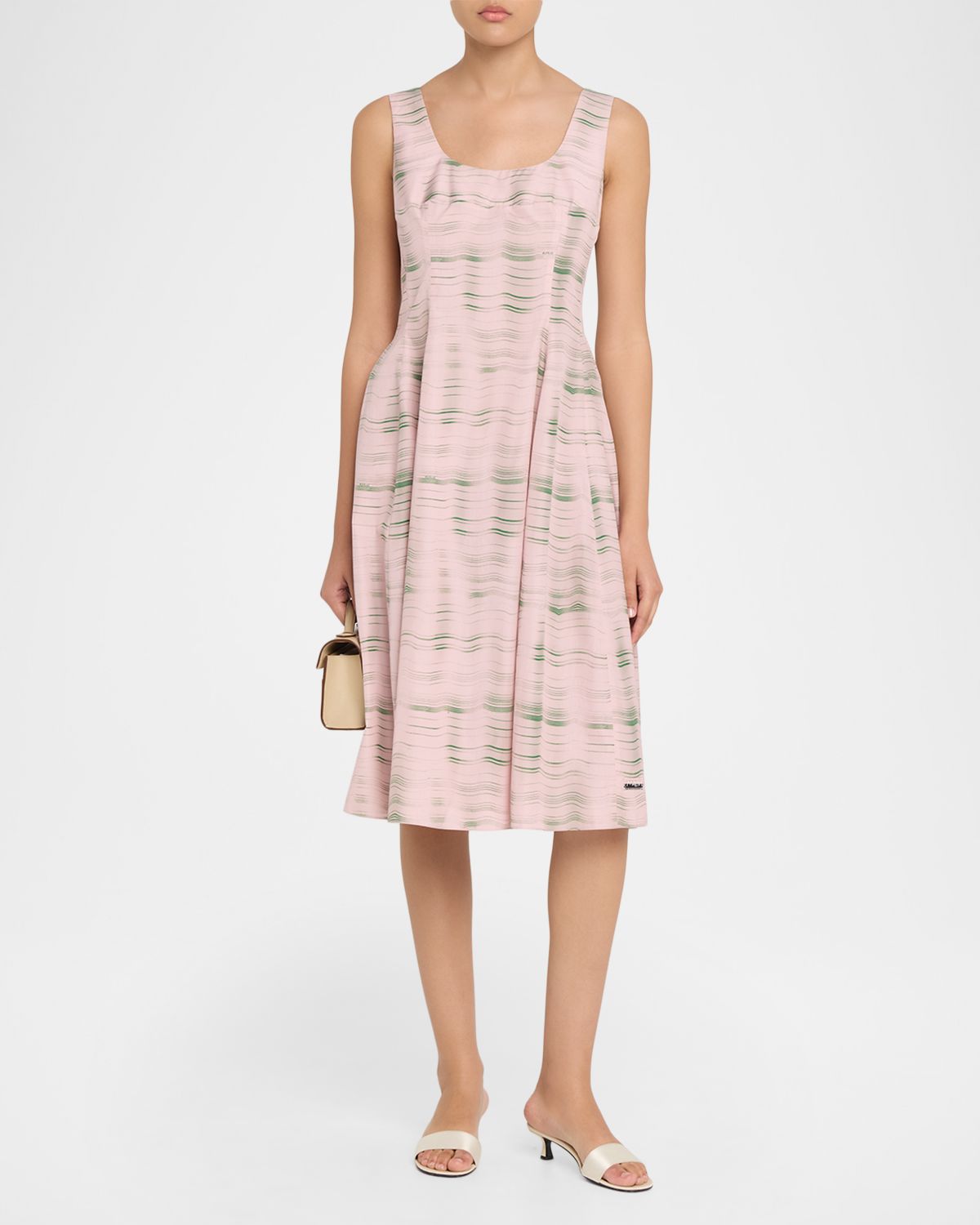 Marni Paneled Striped Cotton Sleeveless Dress