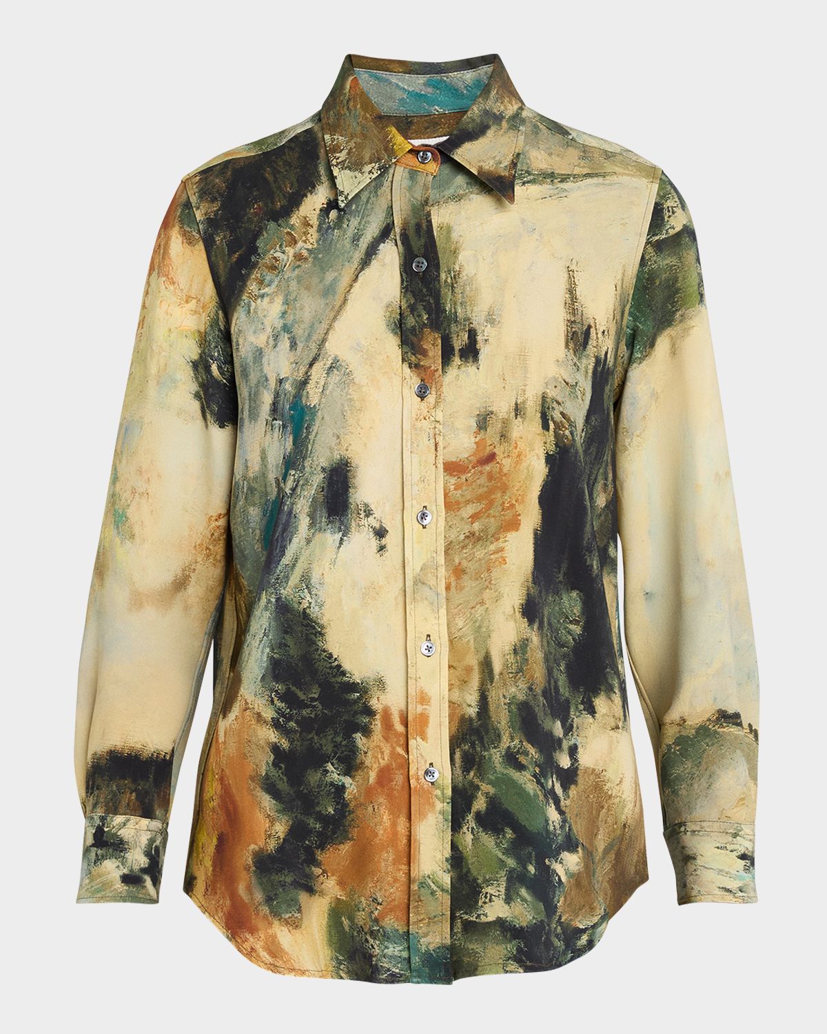 Libertine Modernist Landscape Silk Button-Down Shirt | Thumbnail 6