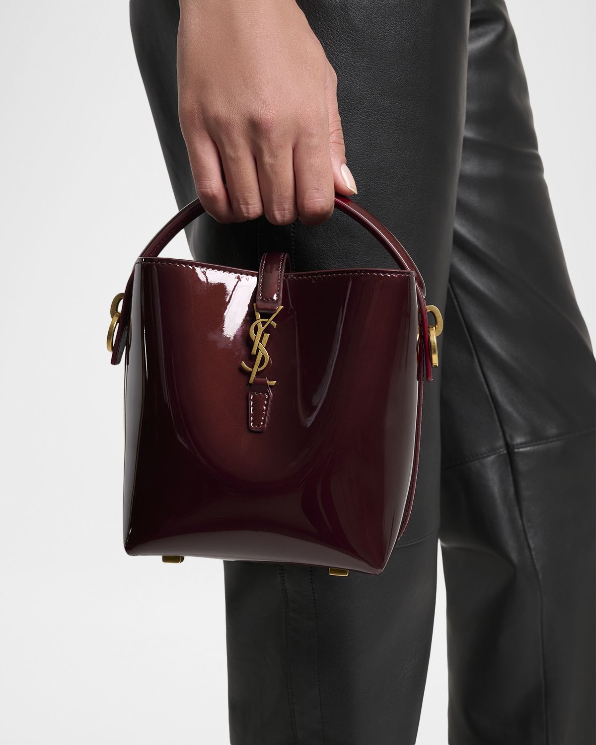 Saint Laurent Le 37 Mini YSL Bucket Bag in Patent Leather