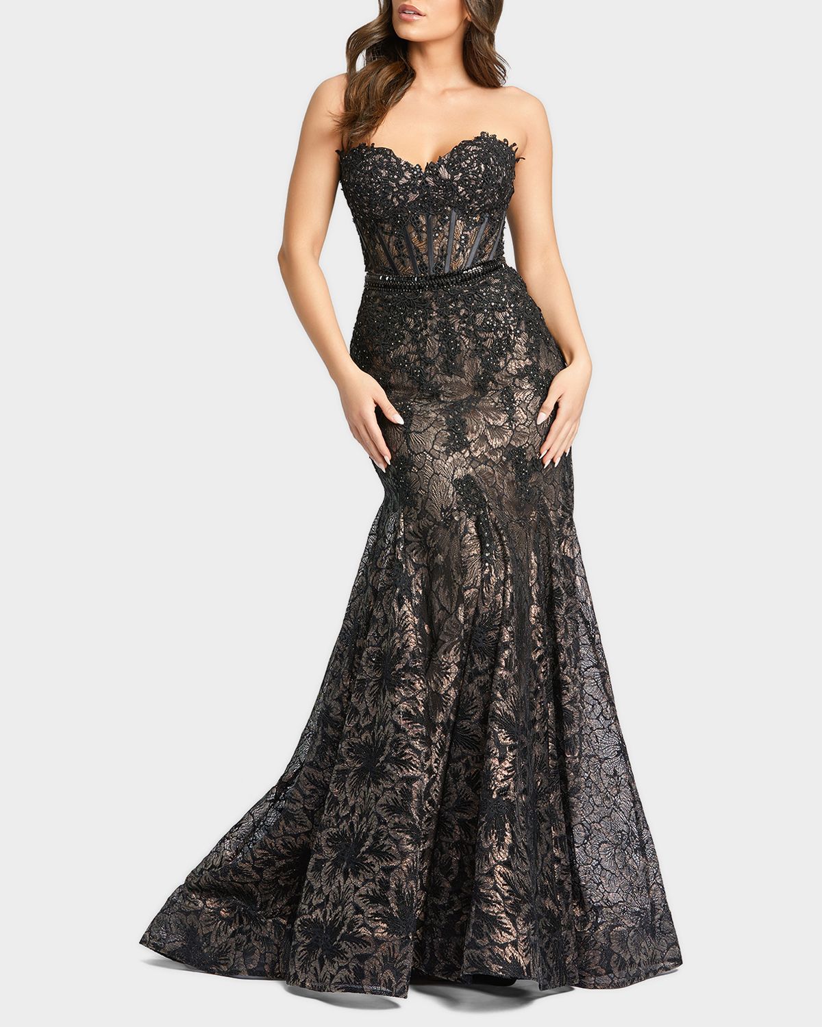 Mac Duggal Strapless Sequin Lace Trumpet Gown | Thumbnail 4
