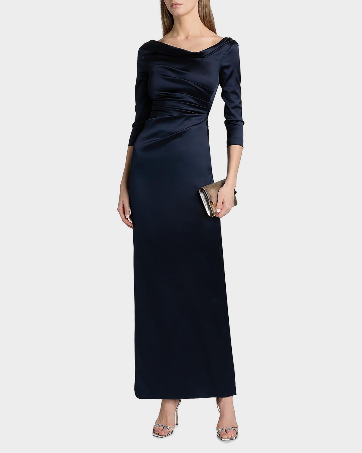 Talbot Runhof Gathered Satin Gown