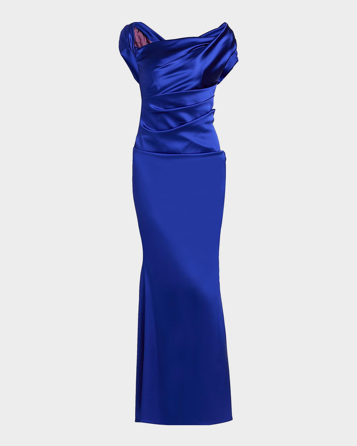 Talbot Runhof Asymmetric Draped Satin Gown
