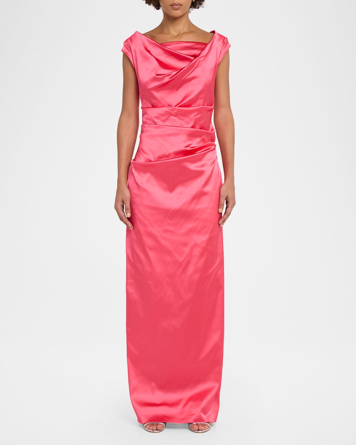 Talbot Runhof Donde Draped Satin Duchesse Column Gown