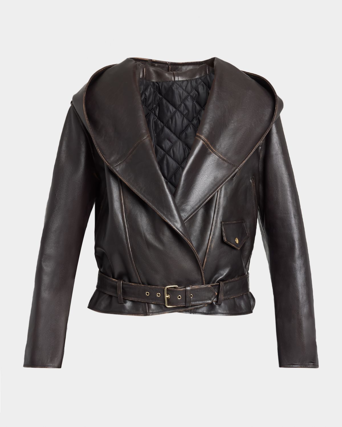 ALAIA Leather Hooded Biker Jacket