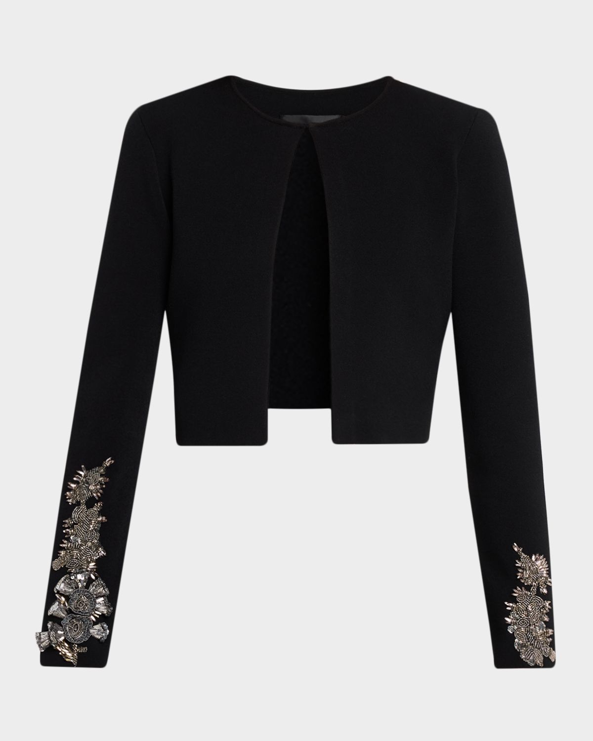Oscar de la Renta Feather Sequin Embroidered Knit Cardigan