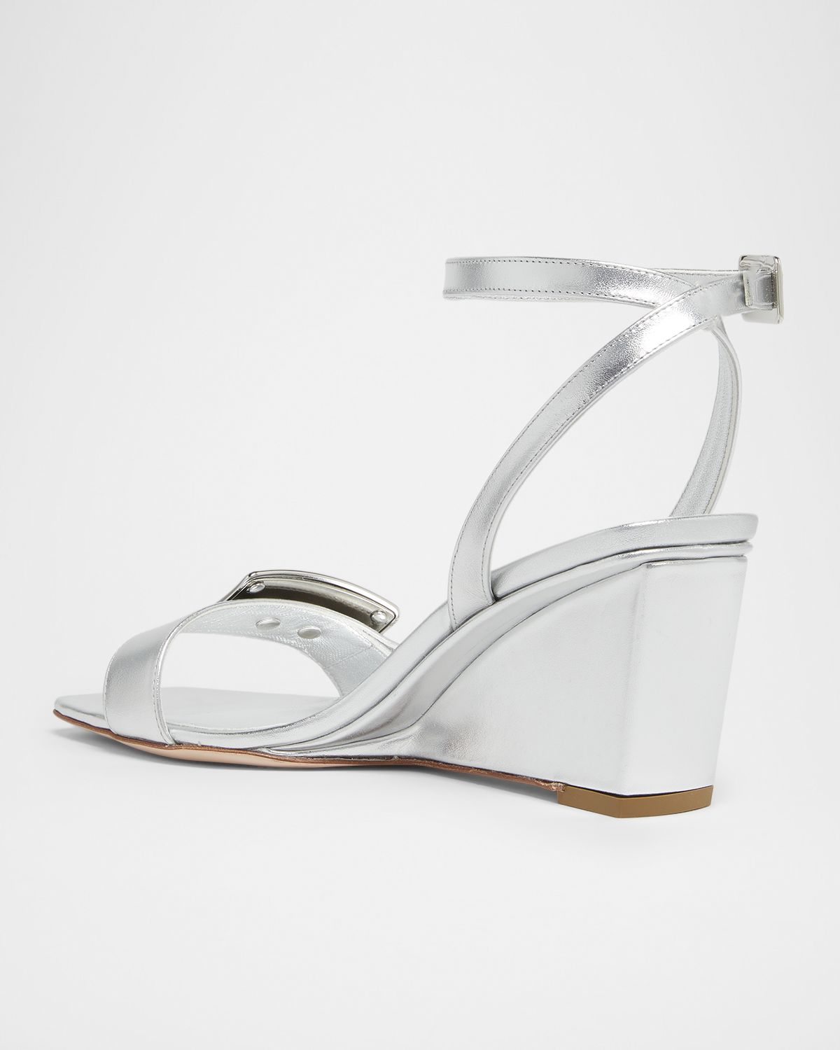 Roger Vivier 60mm Belle Vivier Metallic Leather Wedge Sandals