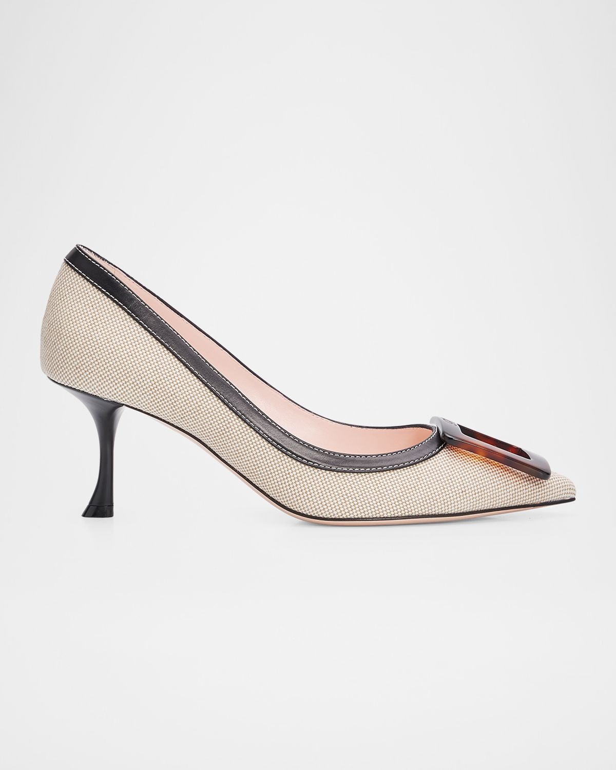 Roger Vivier 65mm Viv in the City Canvas and Leather Buckle Pumps | Thumbnail 7