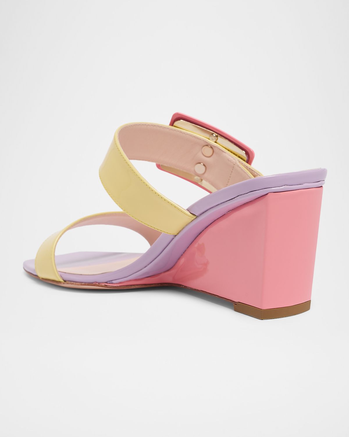 Roger Vivier 60mm Belle Vivier Colorblock Patent Leather Wedge Mules