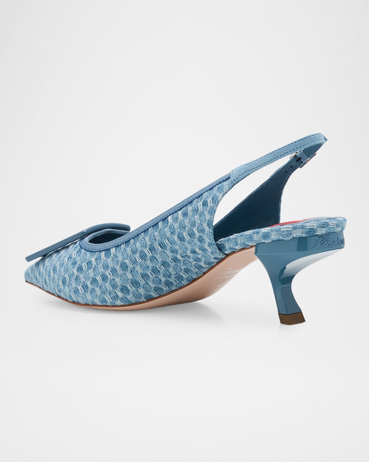 Roger Vivier 55mm Virgule Bordo Denim Slingback Pumps