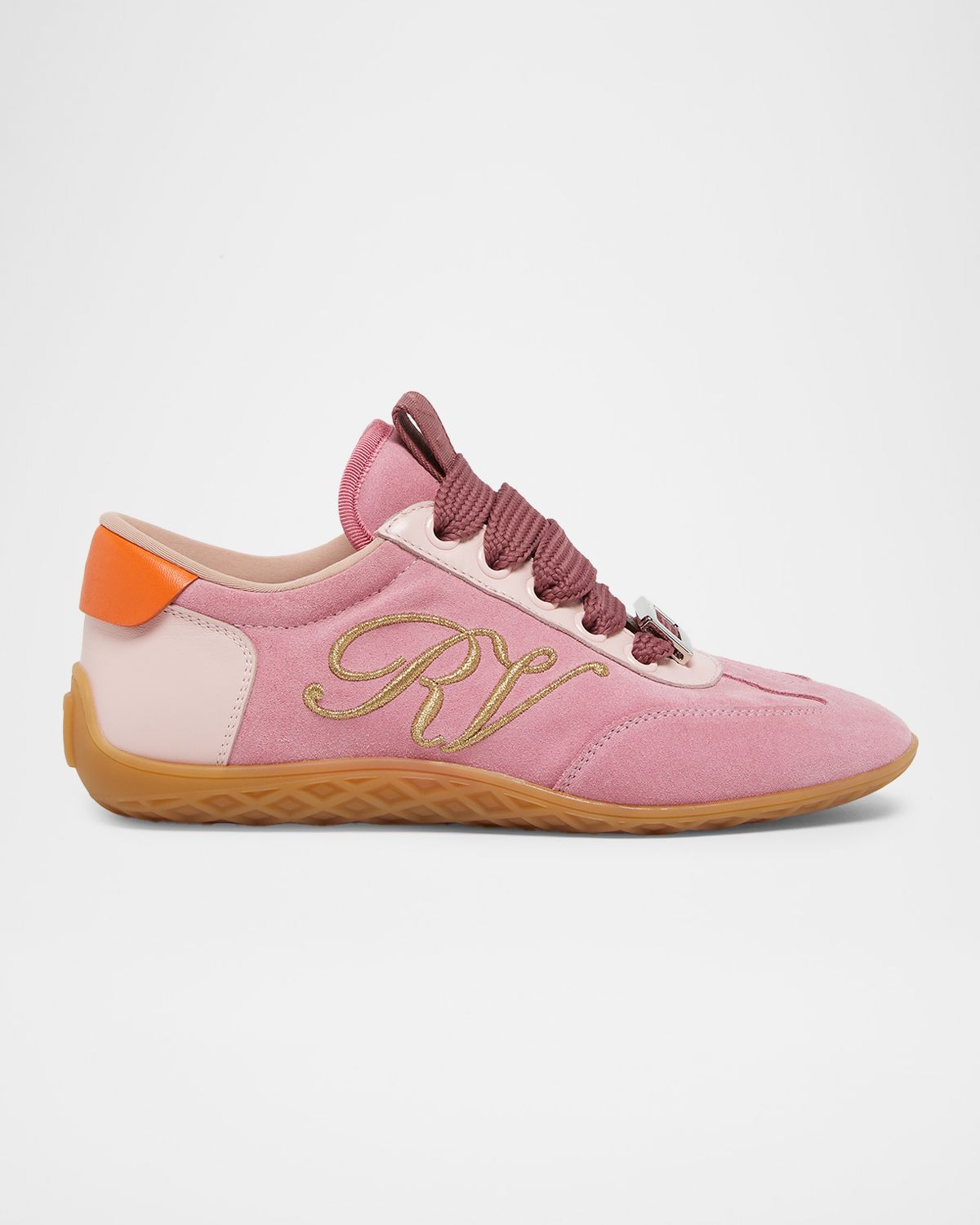 Roger Vivier Viv Mixed Leather Low-Top Sneakers