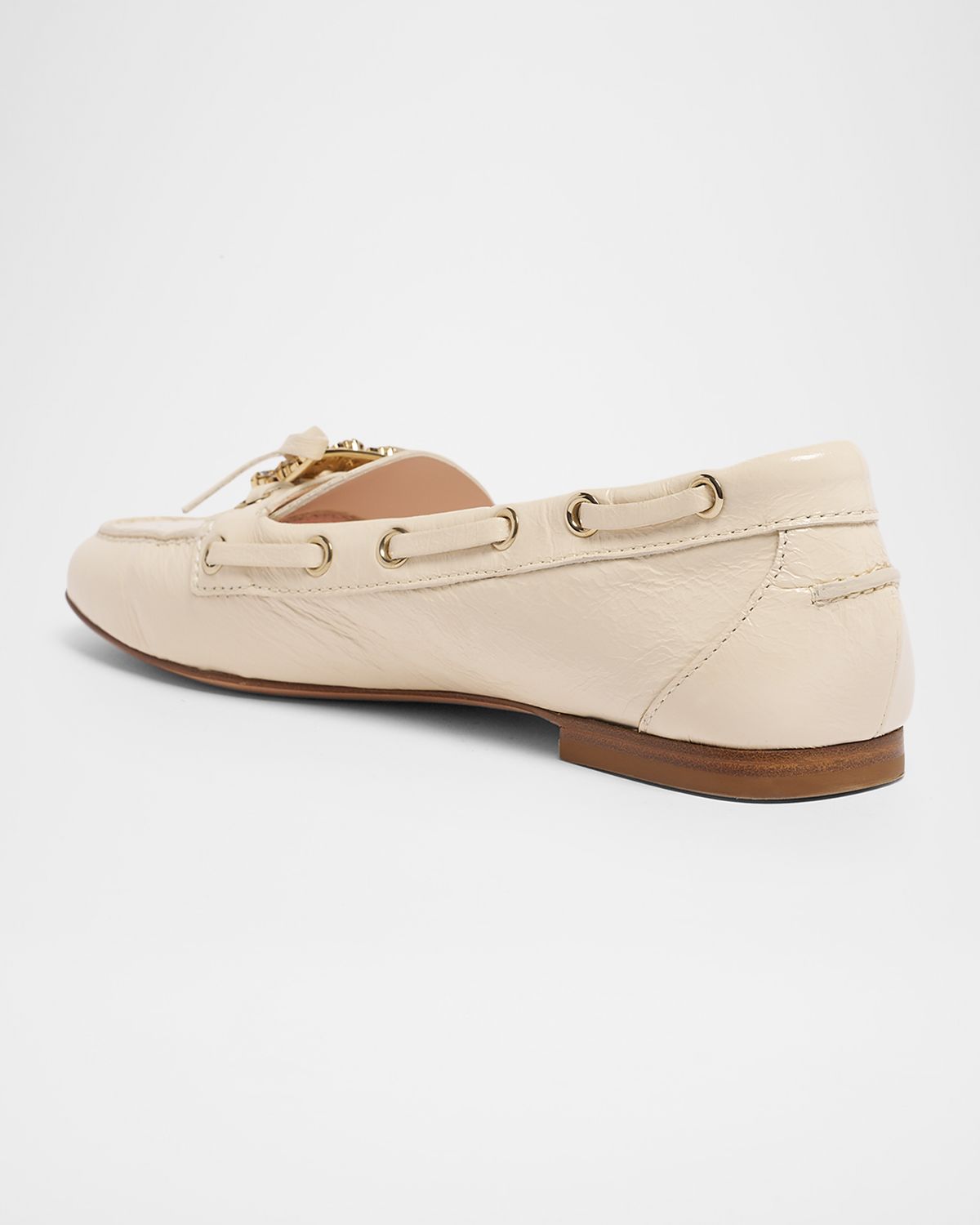 Roger Vivier Roundytoe Strass Leather Boat Loafers