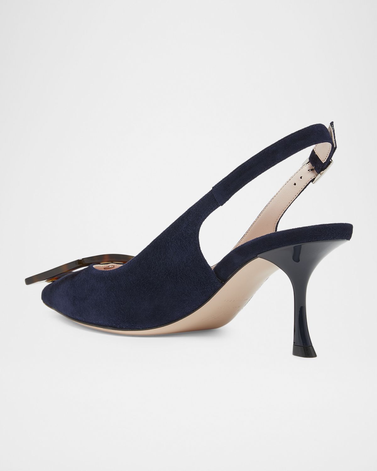 Roger Vivier 65mm Viv in the City Suede Buckle Slingback Pumps
