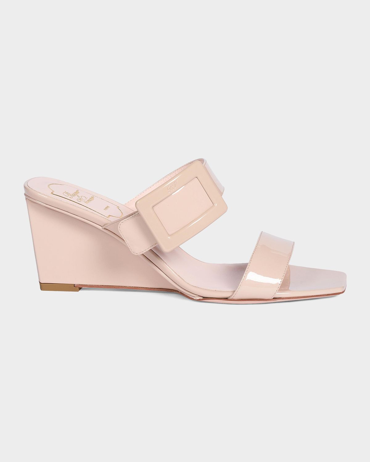 Roger Vivier 60mm Belle Vivier Patent Leather Wedge Mule Sandals