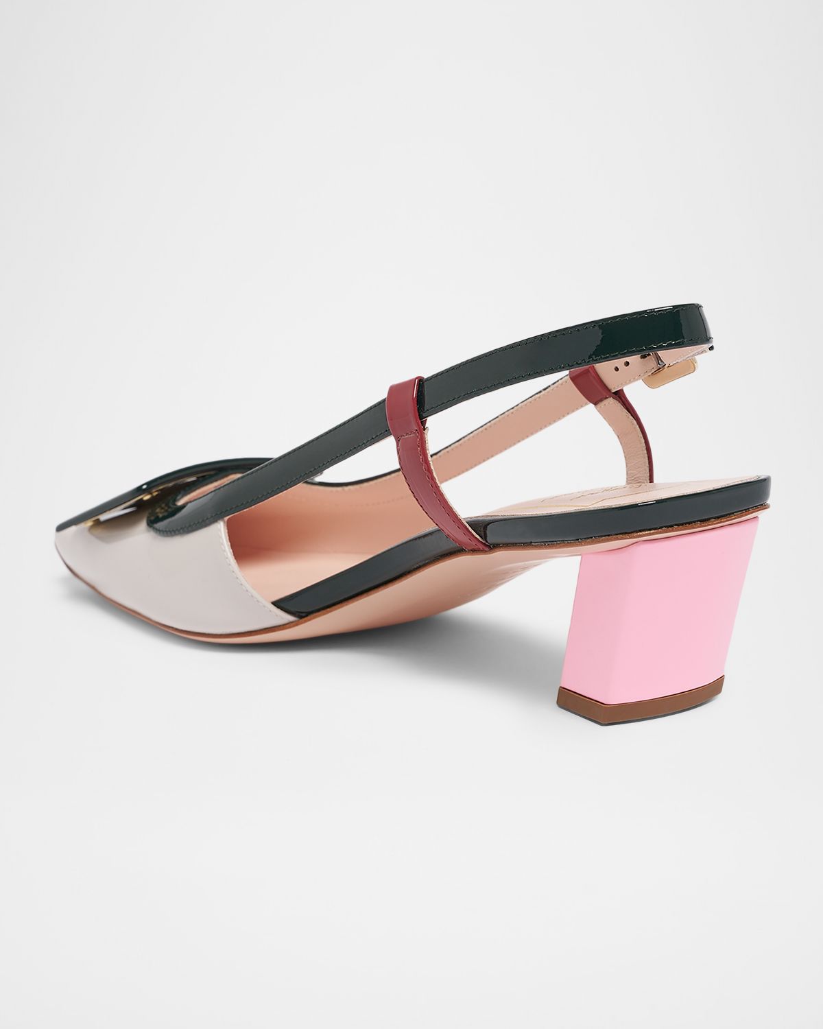 Roger Vivier 45mm Belle Vivier Patent Leather Lacquered Buckle Slingback Pumps