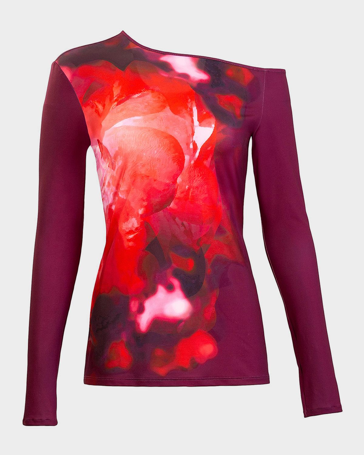 Silvia Tcherassi Sabra Watercolor Jersey Off-The-Shoulder Blouse