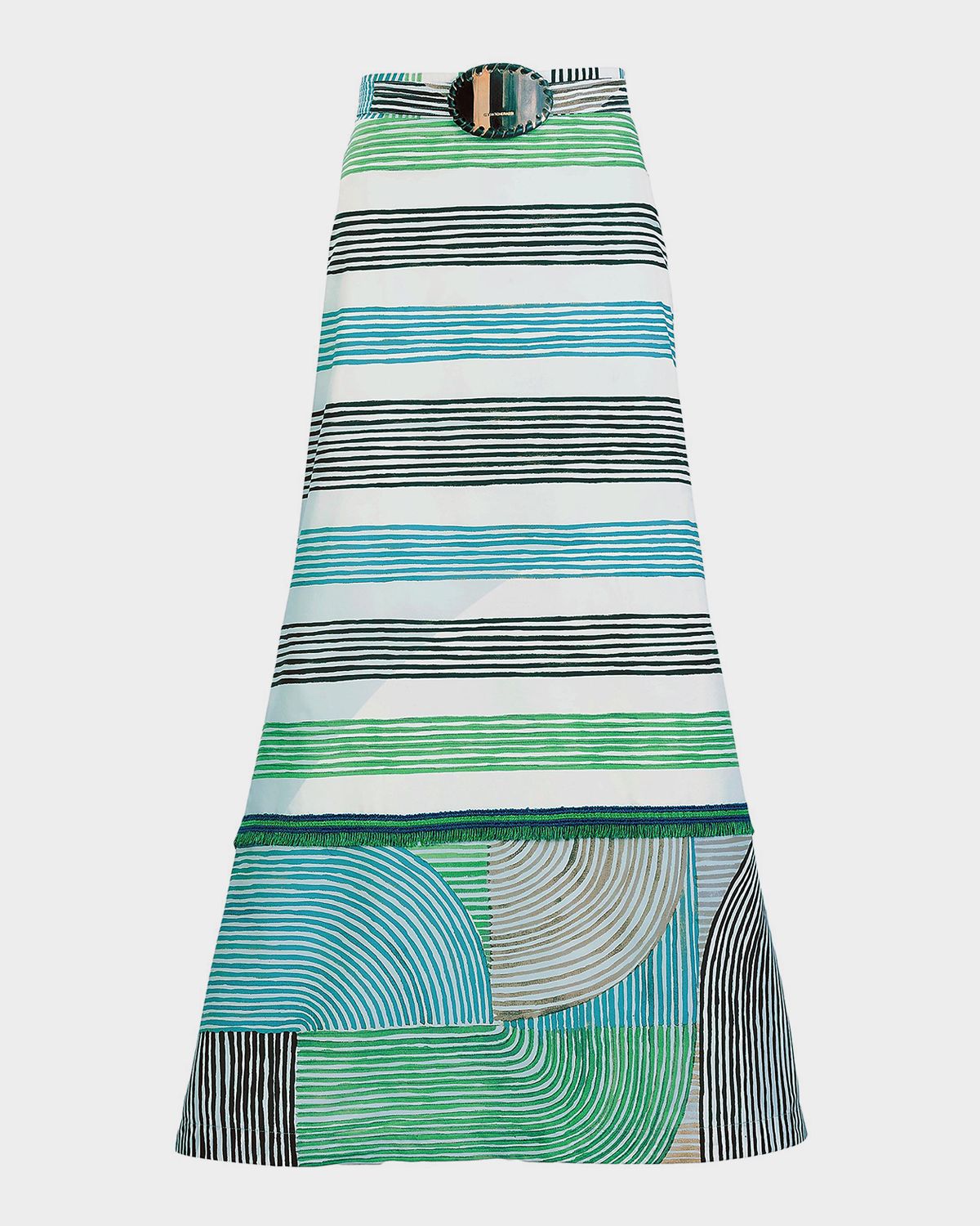 Silvia Tcherassi Lyla Abstract-Print Cotton Belted Midi Skirt