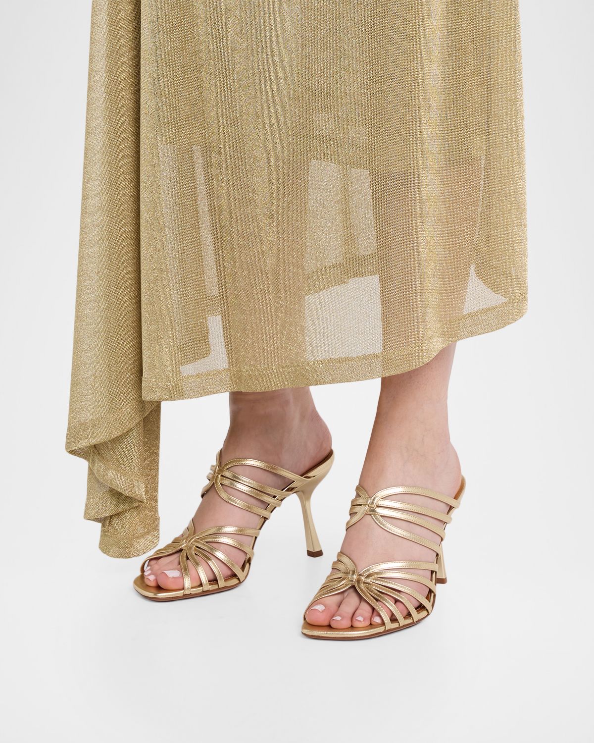 Zimmermann Aura Metallic Leather Strappy Mule Sandals