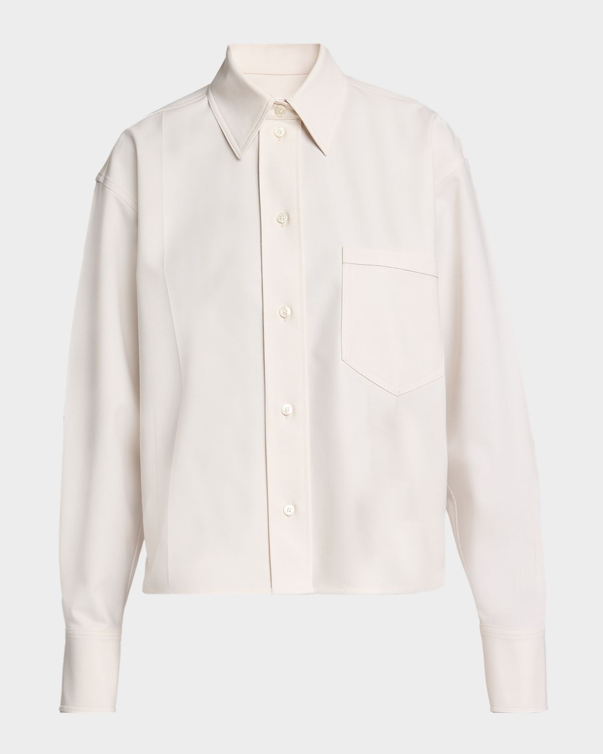 Victoria Beckham Long-Sleeve Cropped Button-Down Shirt