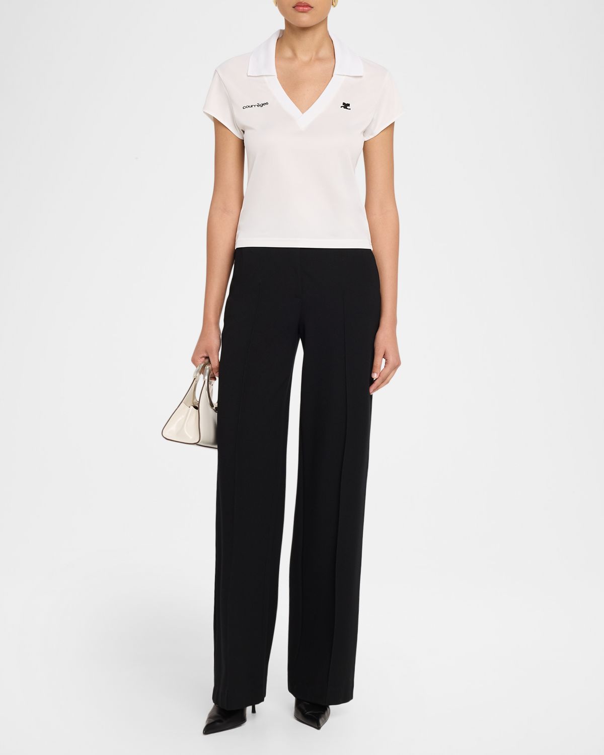 Courreges Sports Cropped Polo Top