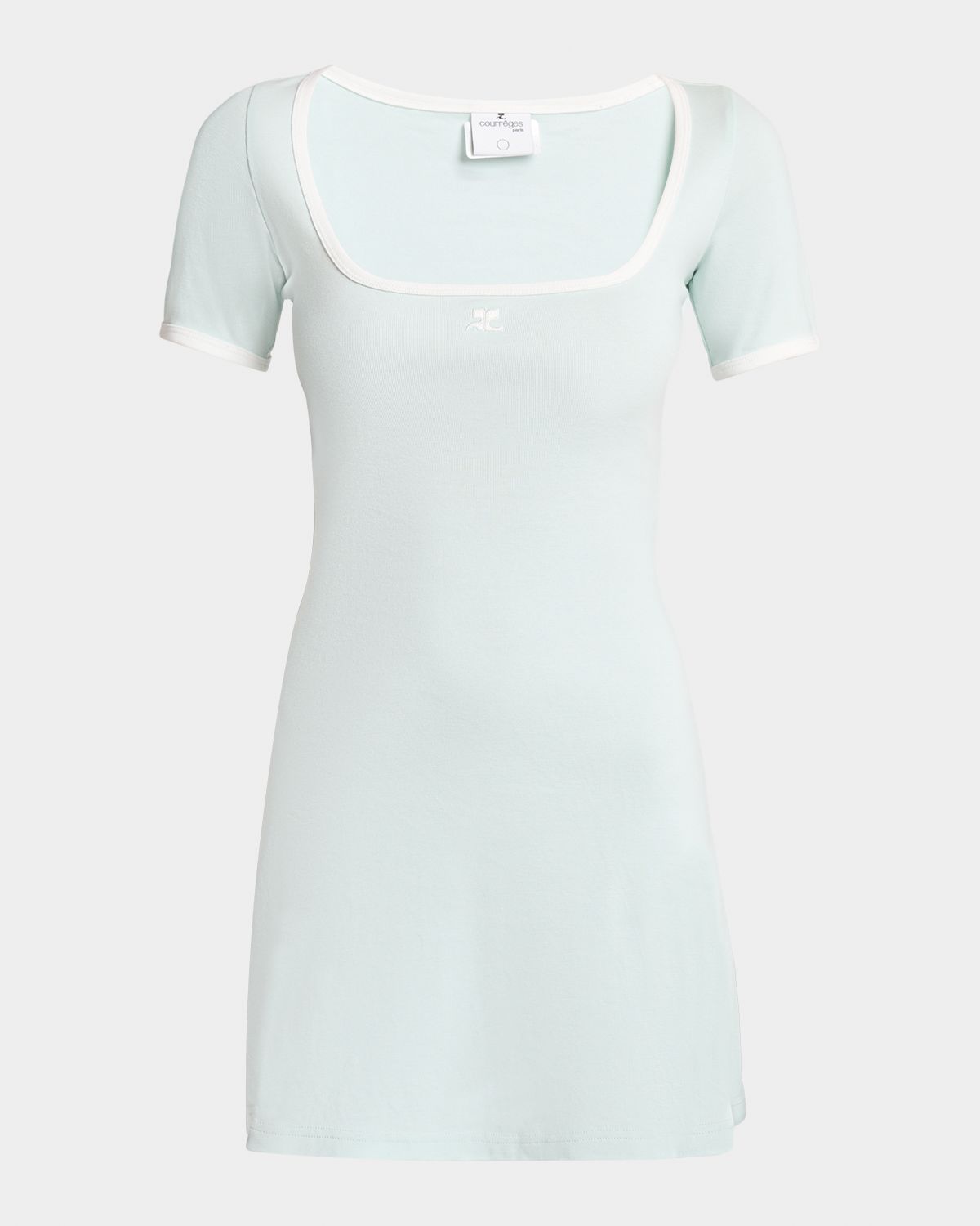 Courreges Contrast-Trim Short-Sleeve Mini T-Shirt Dress
