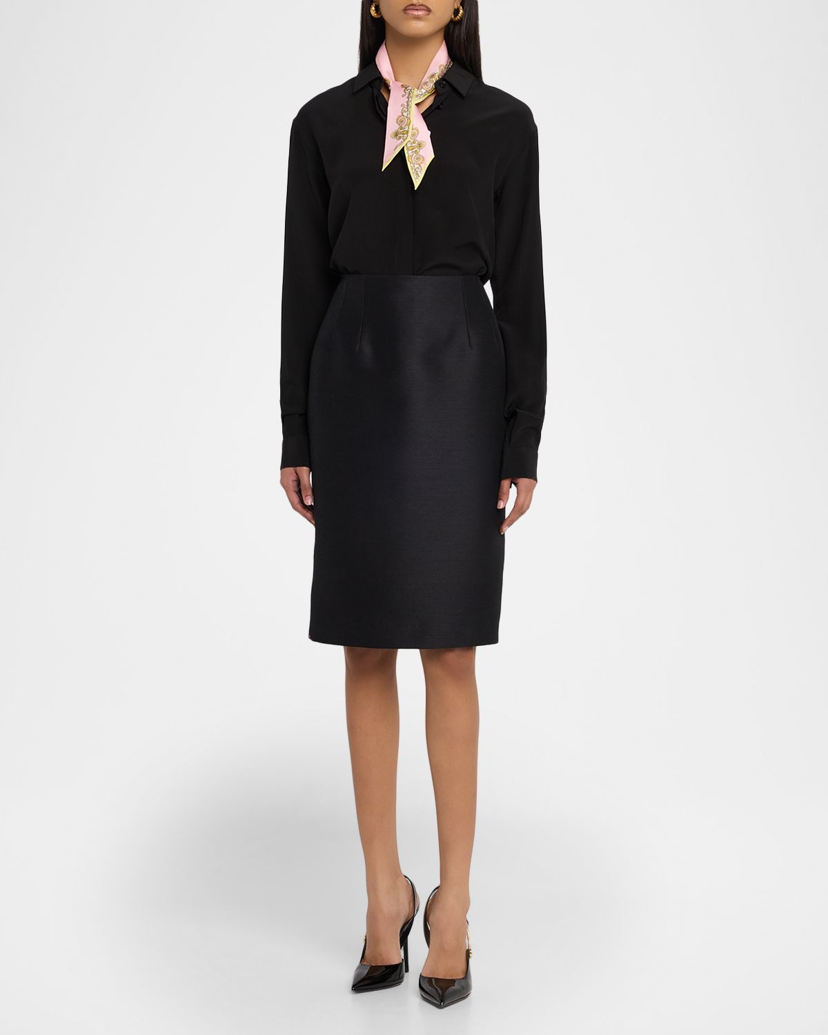 Versace Printed Silk Twill Ribbon Scarf