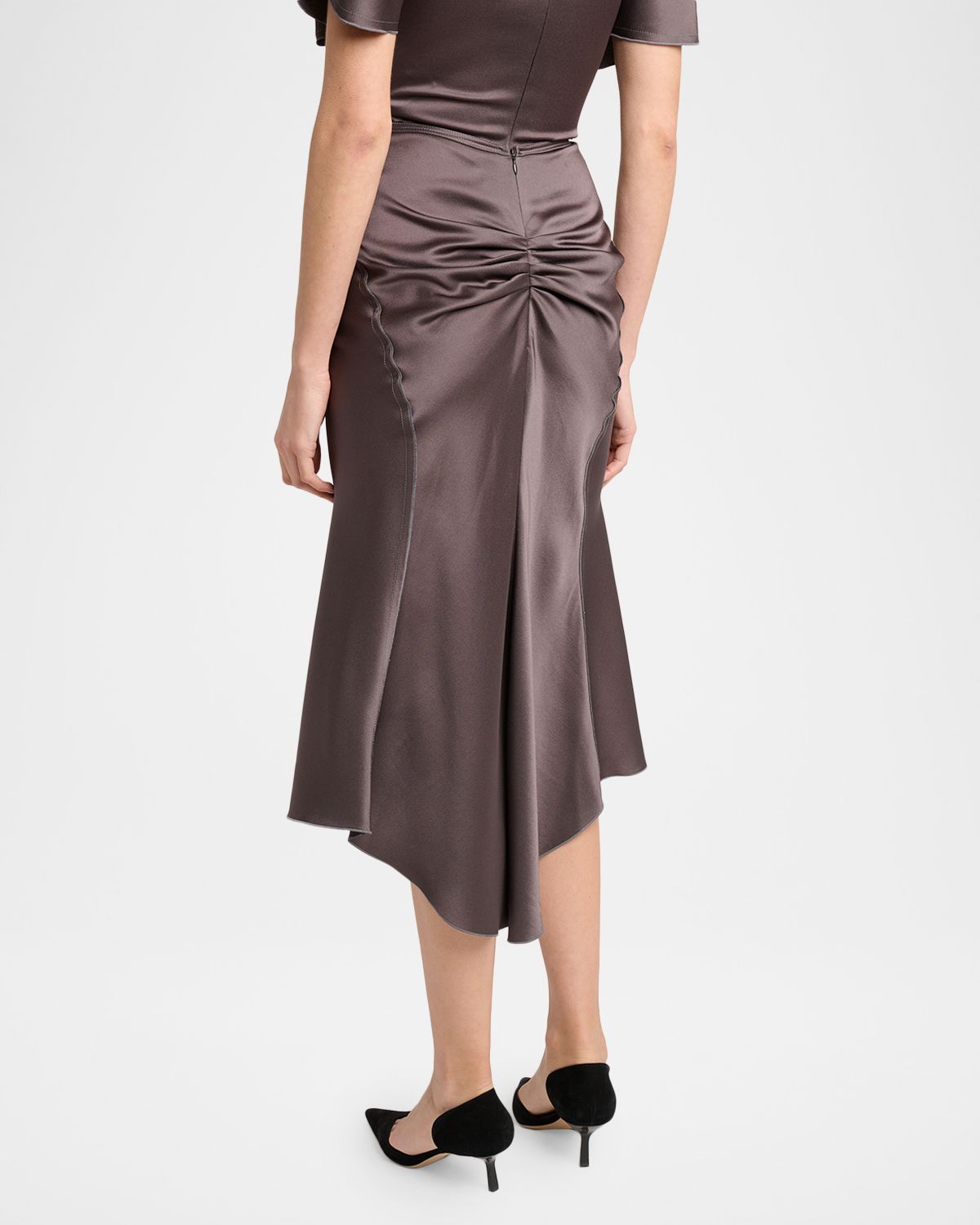 Victoria Beckham Gathered Waist Satin Midi Skirt | Thumbnail 4 Victoria Beckham Gathered Waist Satin Midi Skirt | Thumbnail 4