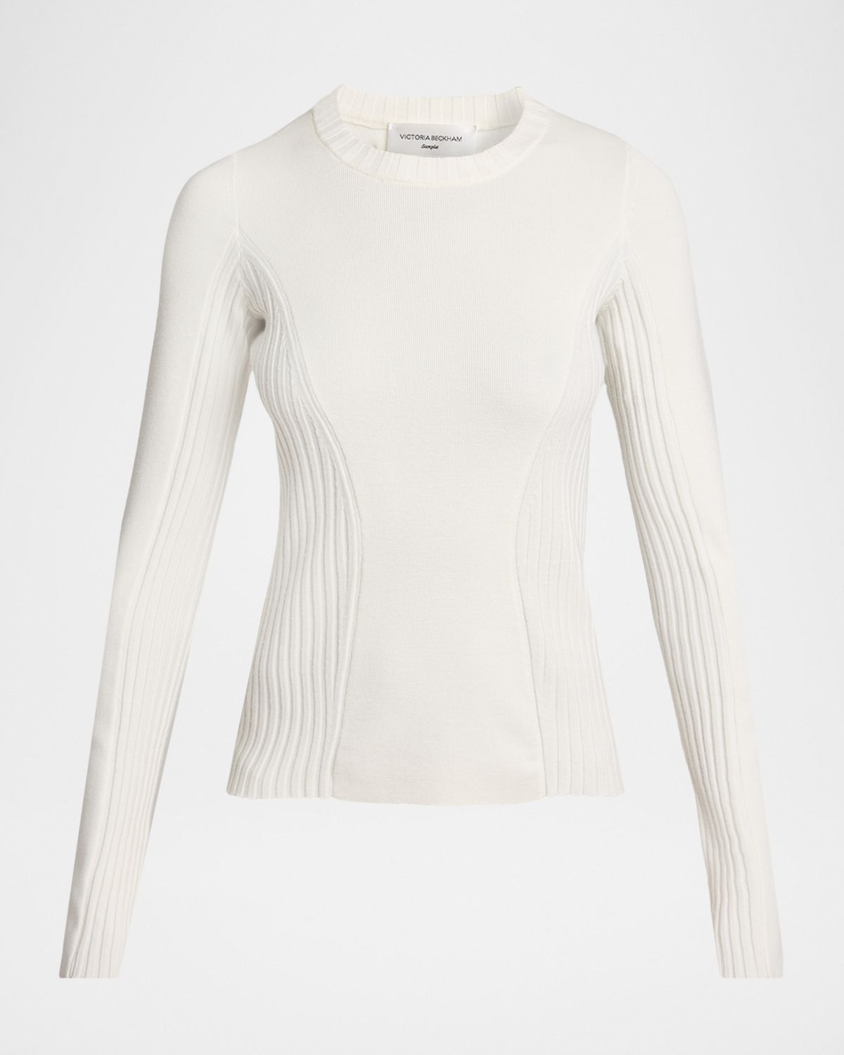 Victoria Beckham Paneled Rib Crewneck Sweater