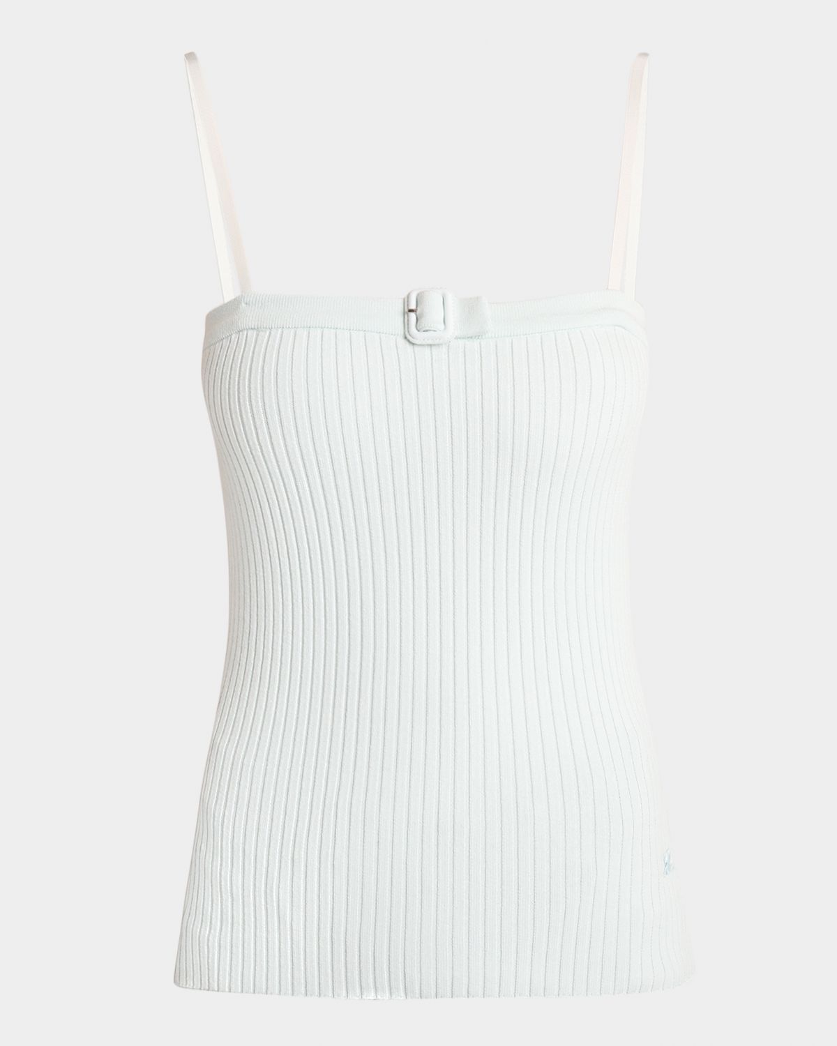 Courreges Buckle-Neck Ribbed Tank Top