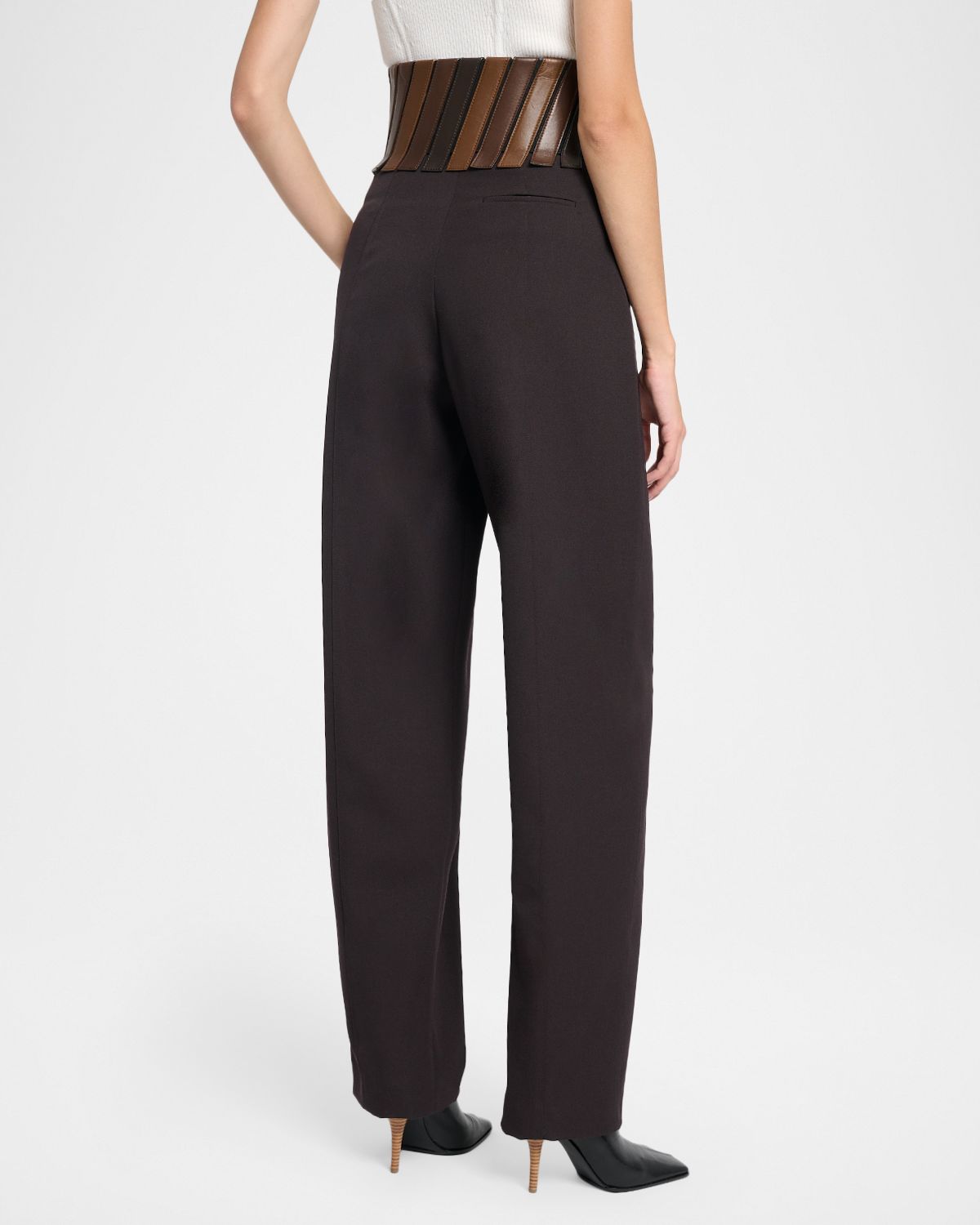 ALAIA Belted Wool Gabardine Pants