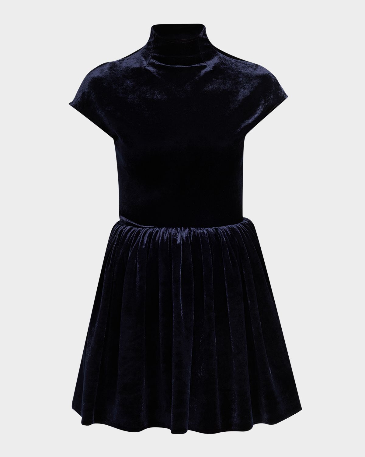 ALAIA Mock-Neck Velvet Fit-And-Flare Mini Dress