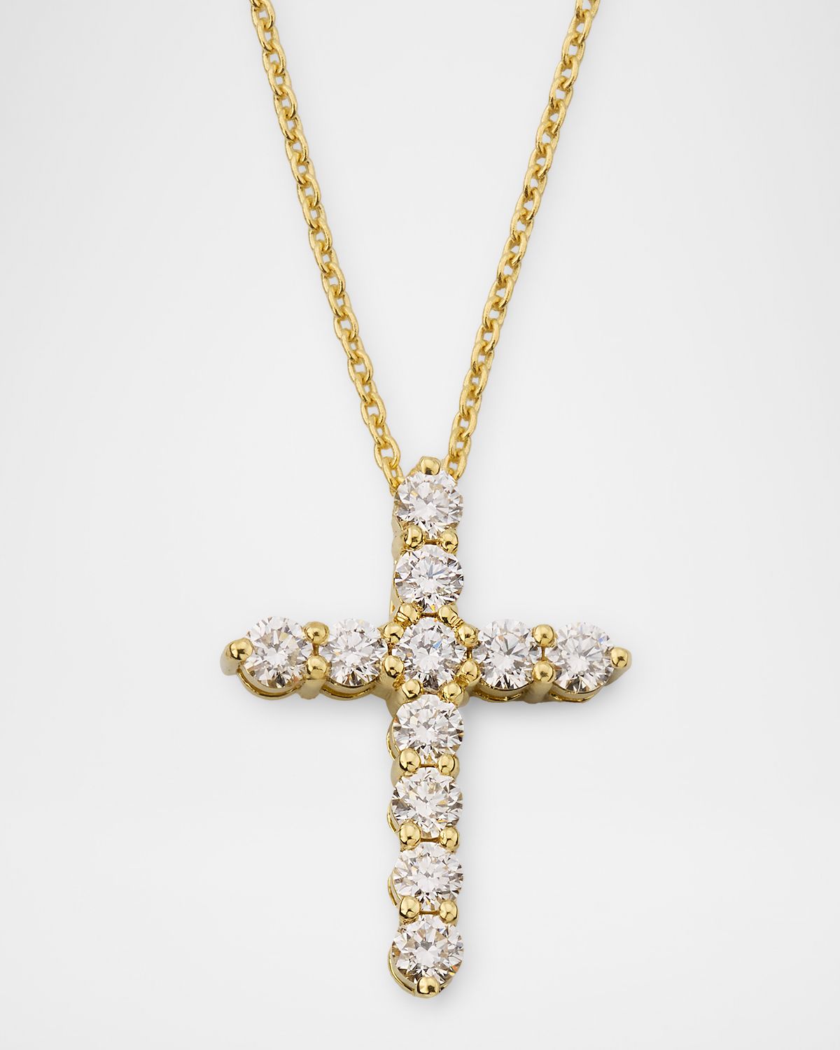 Roberto Coin Tiny Treasures 18K Yellow Gold Diamond Cross Pendant Necklace, 0.45tcw
