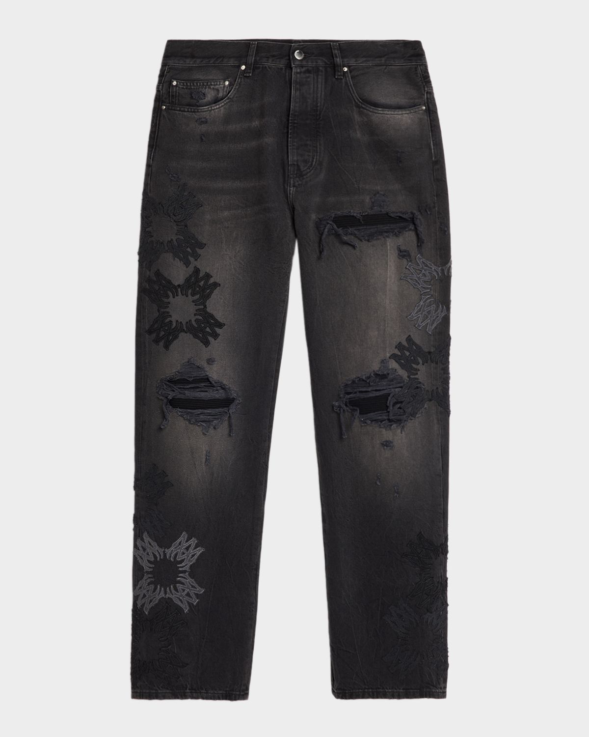 Amiri Men 's Mx1 MA Quad Distressed Straight-Leg Jeans