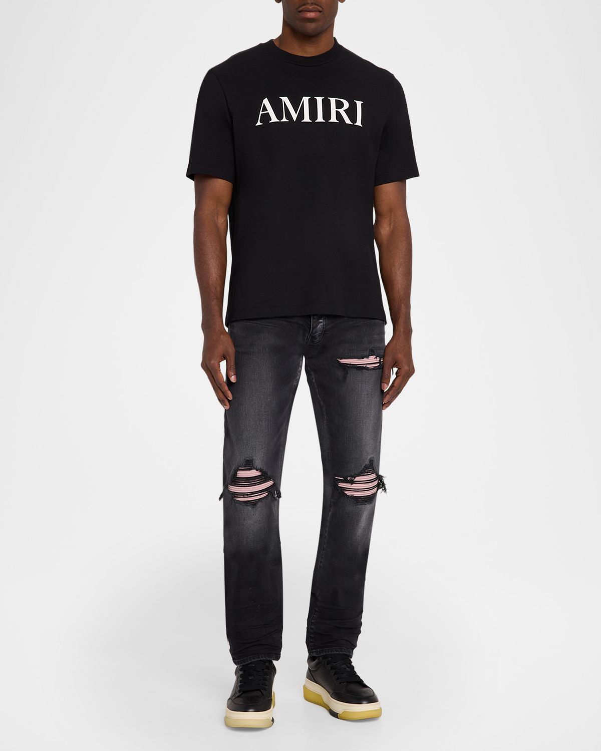 Amiri Men 's Mx1 Ultrasuede-Repaired Stretch Denim Jeans