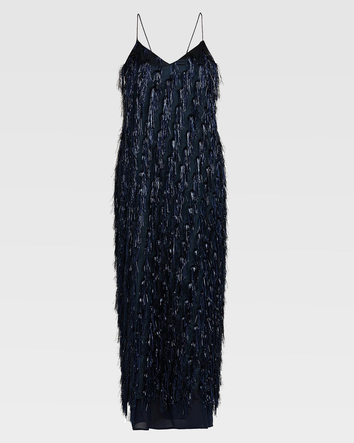 Stella McCartney Sleeveless Metallic Tinsel Midi Slip Dress