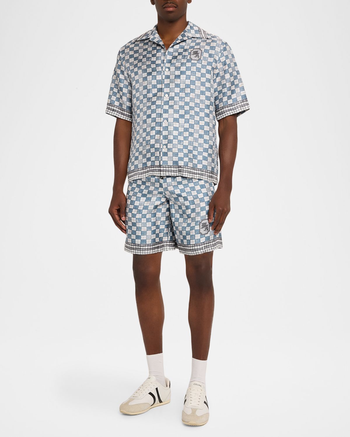 Amiri Men 's MA Checkered Silk Camp Shirt