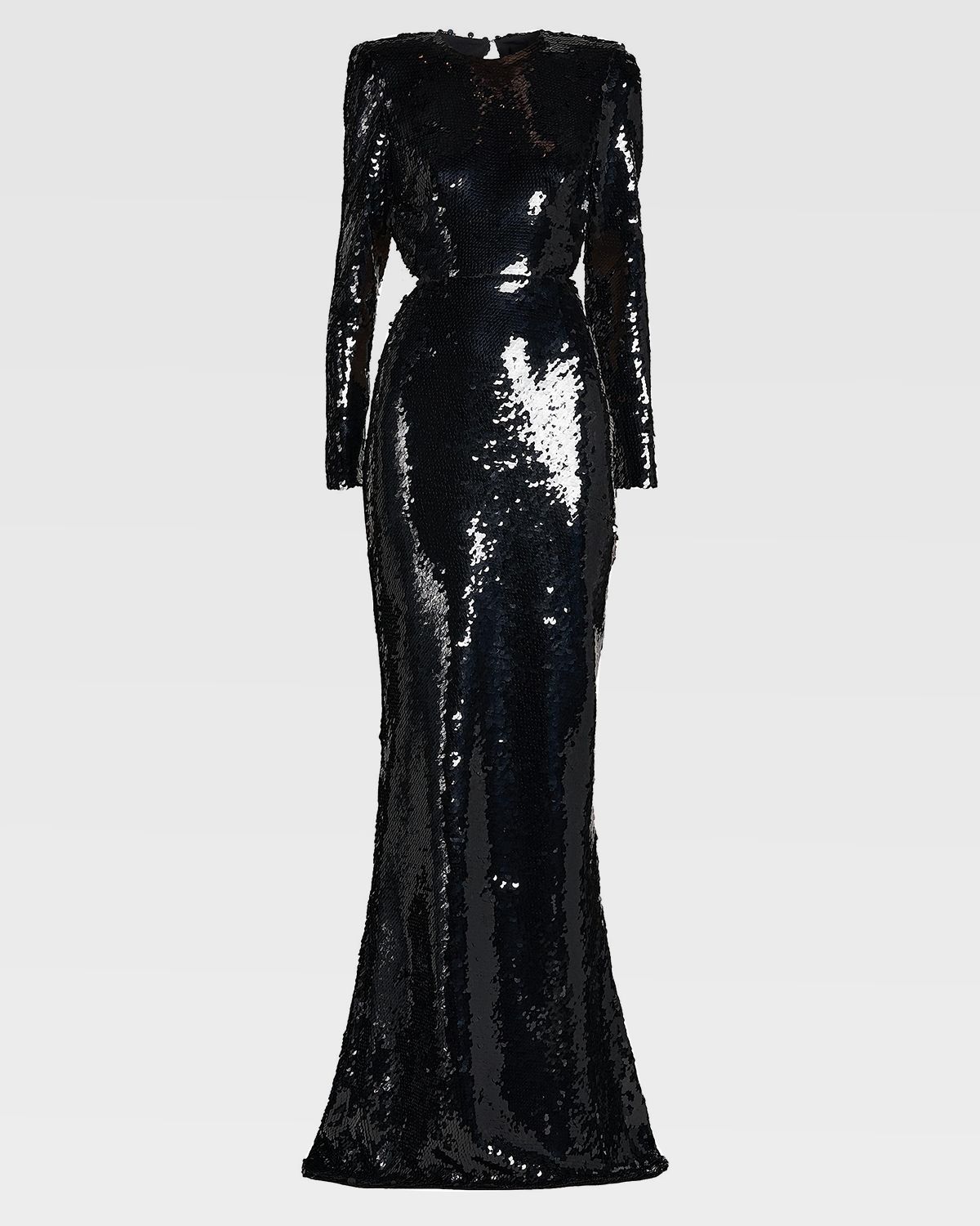 Stella McCartney Sequined Long-Sleeve Backless Trumpet Gown